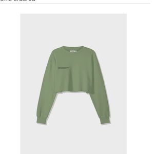Organic cotton cropped sweatshirt in khaki